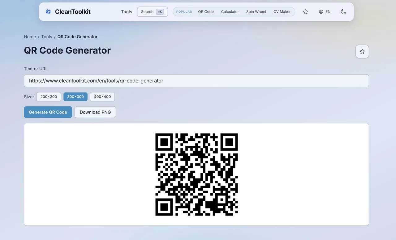 From link to QR in one second